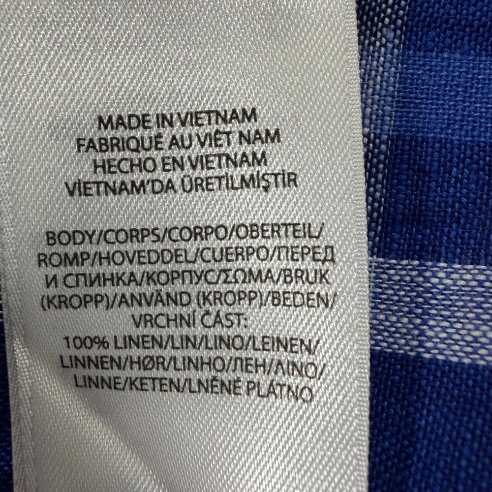Polo Ralph Lauren Button Down Shirt Mens Medium Blue Plaid Linen Classic Fit